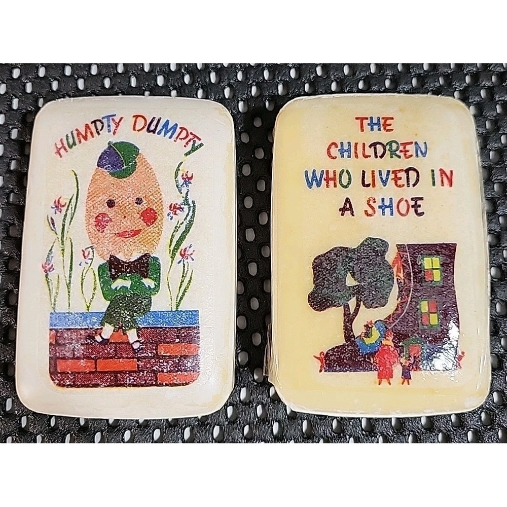 Vtg Castile Kiddie Illustrated Soap Humpty Dumpty Children Who Lived In A Shoe